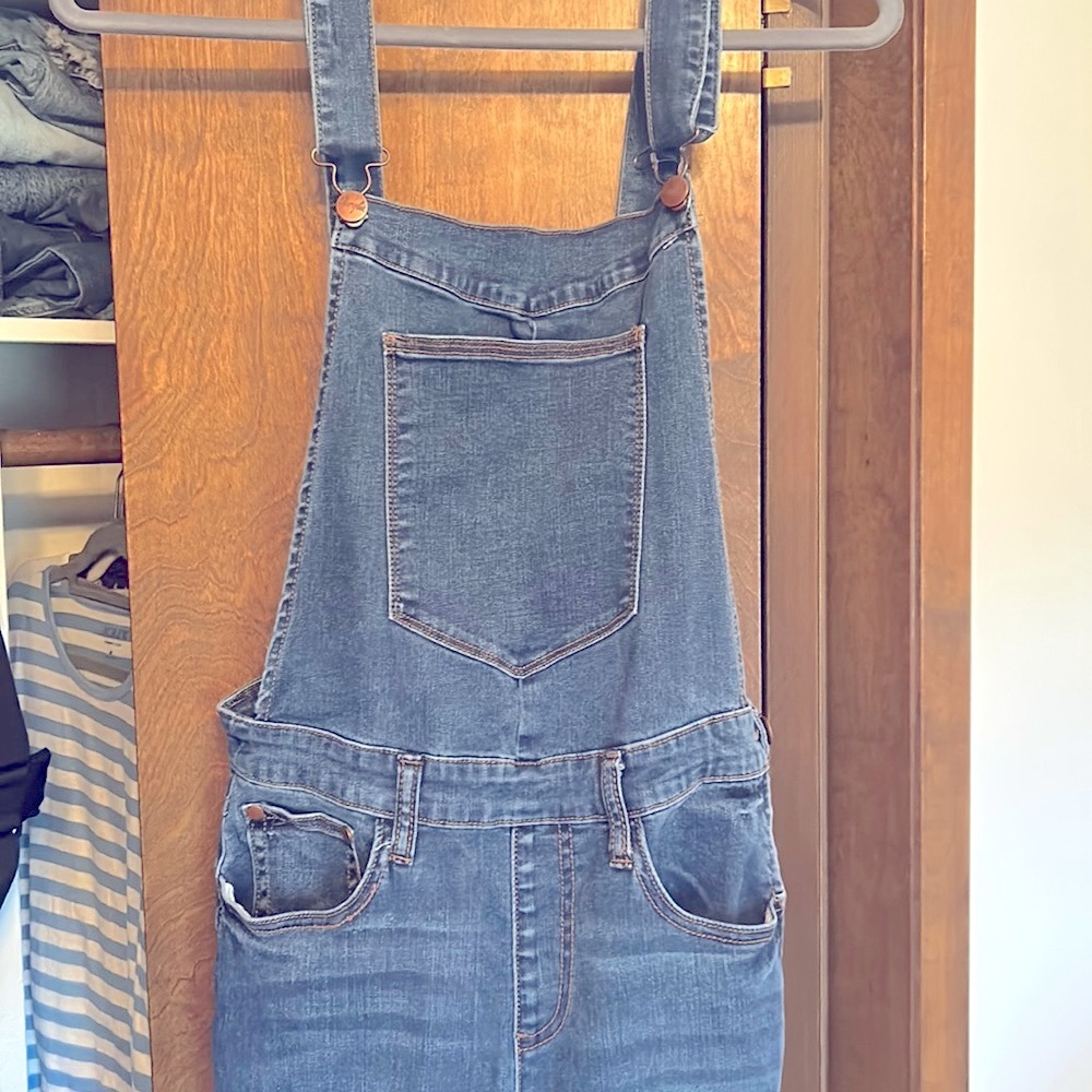 Wrangler Denim Stretch Tapered Leg Overalls Bibs Size 28